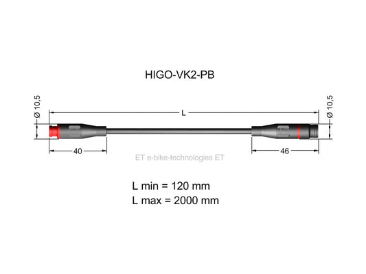 2-poliges HIGO Mini-B Verlängerungskabel Sondertyp 2