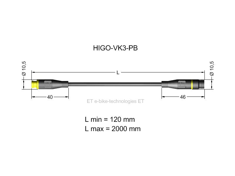 3-poliges HIGO Mini-B Verlängerungskabel Sondertyp 2