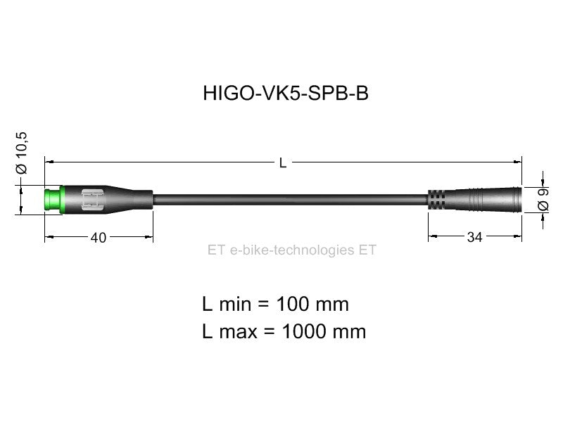 5-poliges HIGO Mini-B Verlängerungskabel Sondertyp 1