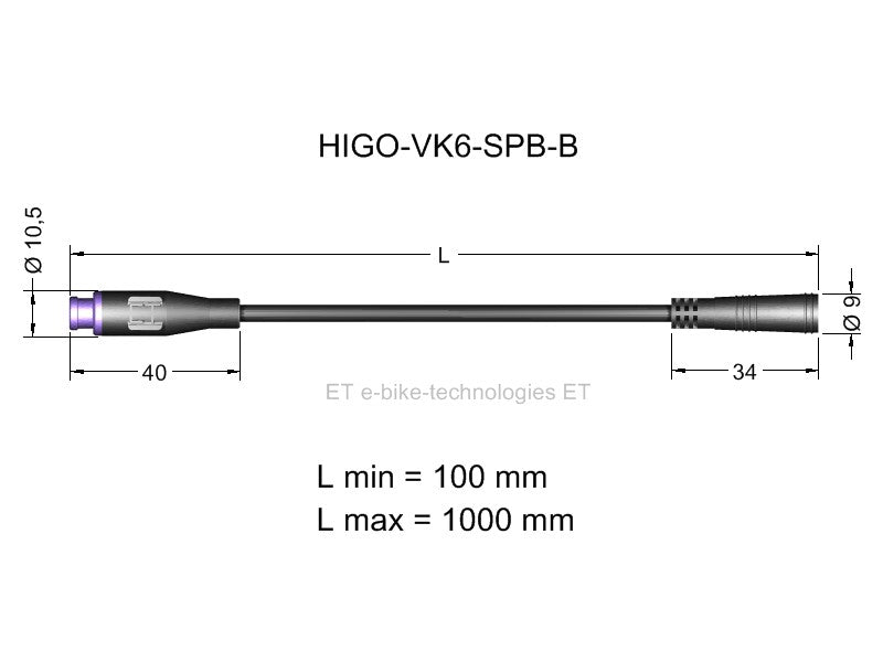 6-poliges HIGO Mini-B Verlängerungskabel Sondertyp 1
